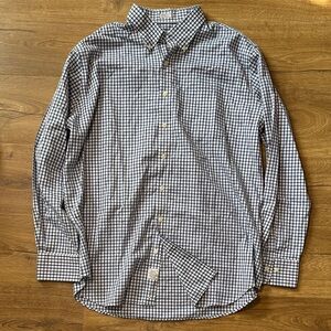 Peter Millar Men’s Cotton Navy and White Plaid Button Up Shirt XL